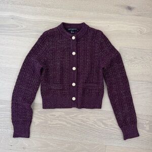 French Connection Metallic Tweed Knit Cardigan